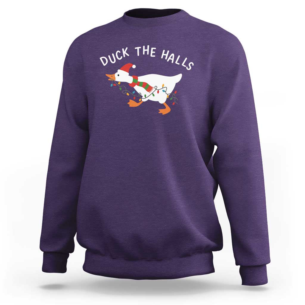 Funny Christmas Silly Goose Sweatshirt Funny Duck the Halls - Wonder Print Shop