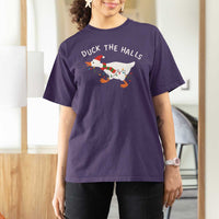 Funny Christmas Silly Goose T Shirt For Women Funny Duck the Halls - Wonder Print Shop