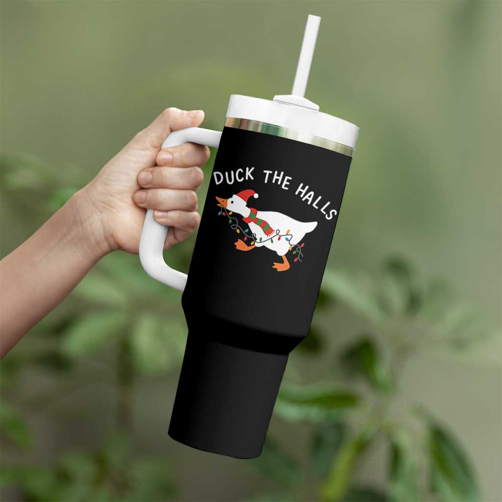 Funny Christmas Silly Goose Tumbler With Handle Funny Duck the Halls - Wonder Print Shop