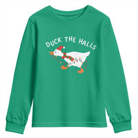 Funny Christmas Silly Goose Youth Sweatshirt Funny Duck the Halls - Wonder Print Shop