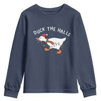 Funny Christmas Silly Goose Youth Sweatshirt Funny Duck the Halls - Wonder Print Shop