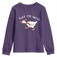 Funny Christmas Silly Goose Youth Sweatshirt Funny Duck the Halls - Wonder Print Shop