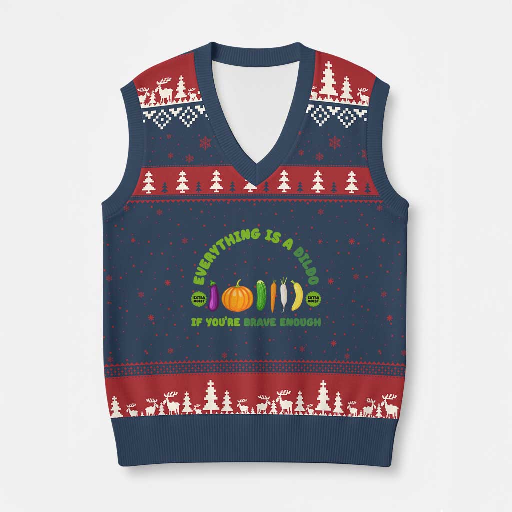 Funny Embarrassing V-Neck Knit Sweater Vest Naughty Inappropriate Gifts Dirty Adult Humor - Wonder Print Shop