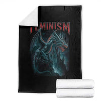 Feminism Dragon Throw Blanket Retro Vintage Gothic Fantasy Castle Feminist Empowerment - Wonder Print Shop
