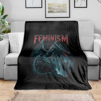 Feminism Dragon Throw Blanket Retro Vintage Gothic Fantasy Castle Feminist Empowerment - Wonder Print Shop