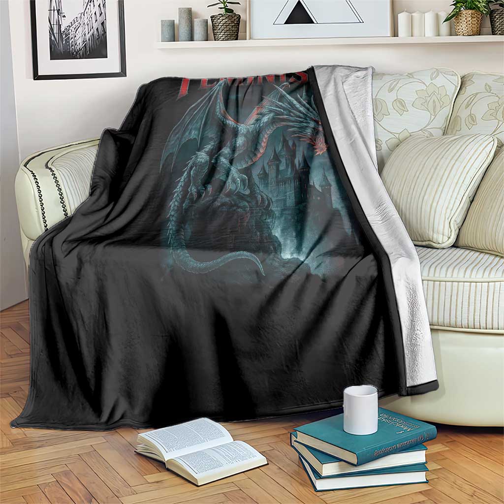 Feminism Dragon Throw Blanket Retro Vintage Gothic Fantasy Castle Feminist Empowerment - Wonder Print Shop