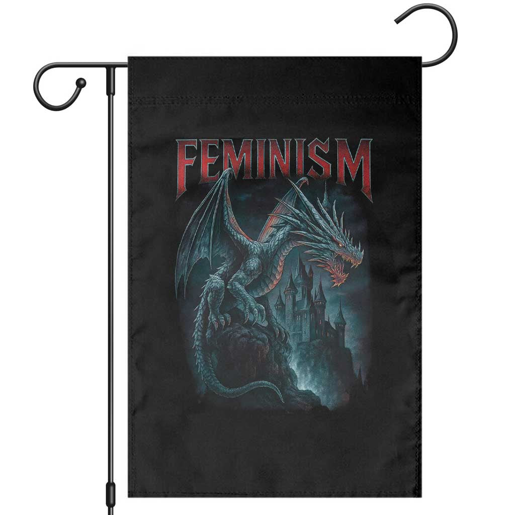 Feminism Dragon Garden Flag Retro Vintage Gothic Fantasy Castle Feminist Empowerment - Wonder Print Shop