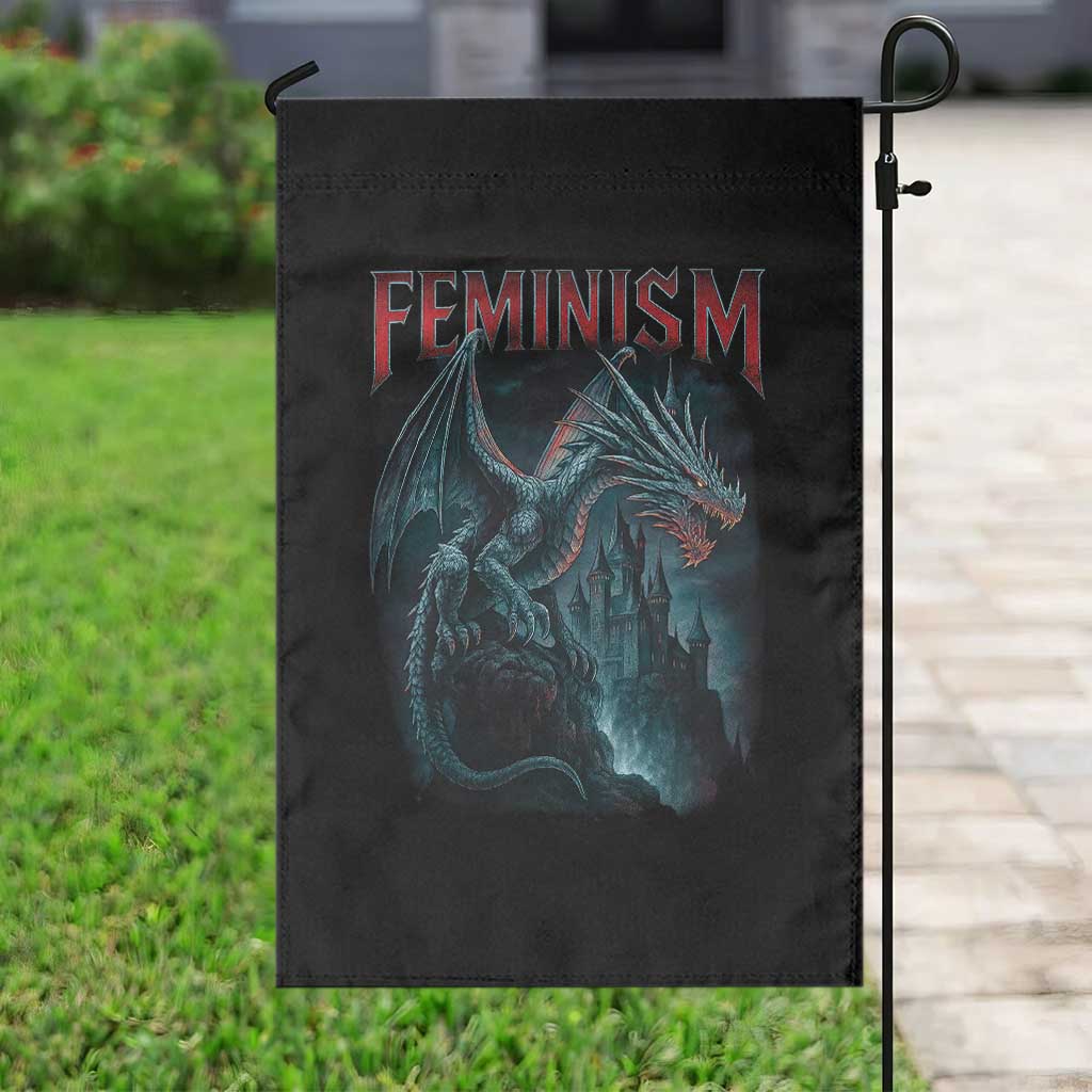 Feminism Dragon Garden Flag Retro Vintage Gothic Fantasy Castle Feminist Empowerment - Wonder Print Shop