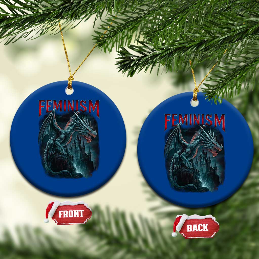 Feminism Dragon Ceramic Ornament Retro Vintage Gothic Fantasy Castle Feminist Empowerment - Wonder Print Shop