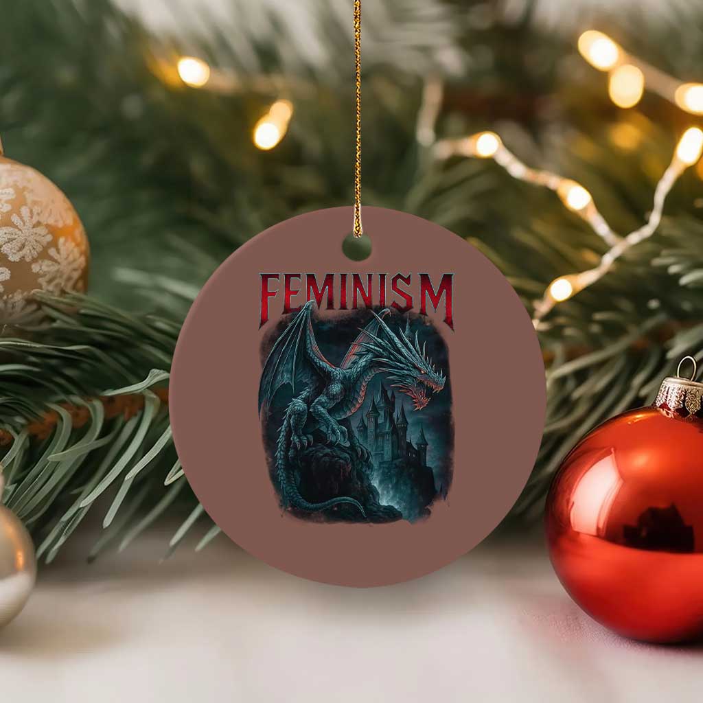 Feminism Dragon Ceramic Ornament Retro Vintage Gothic Fantasy Castle Feminist Empowerment - Wonder Print Shop