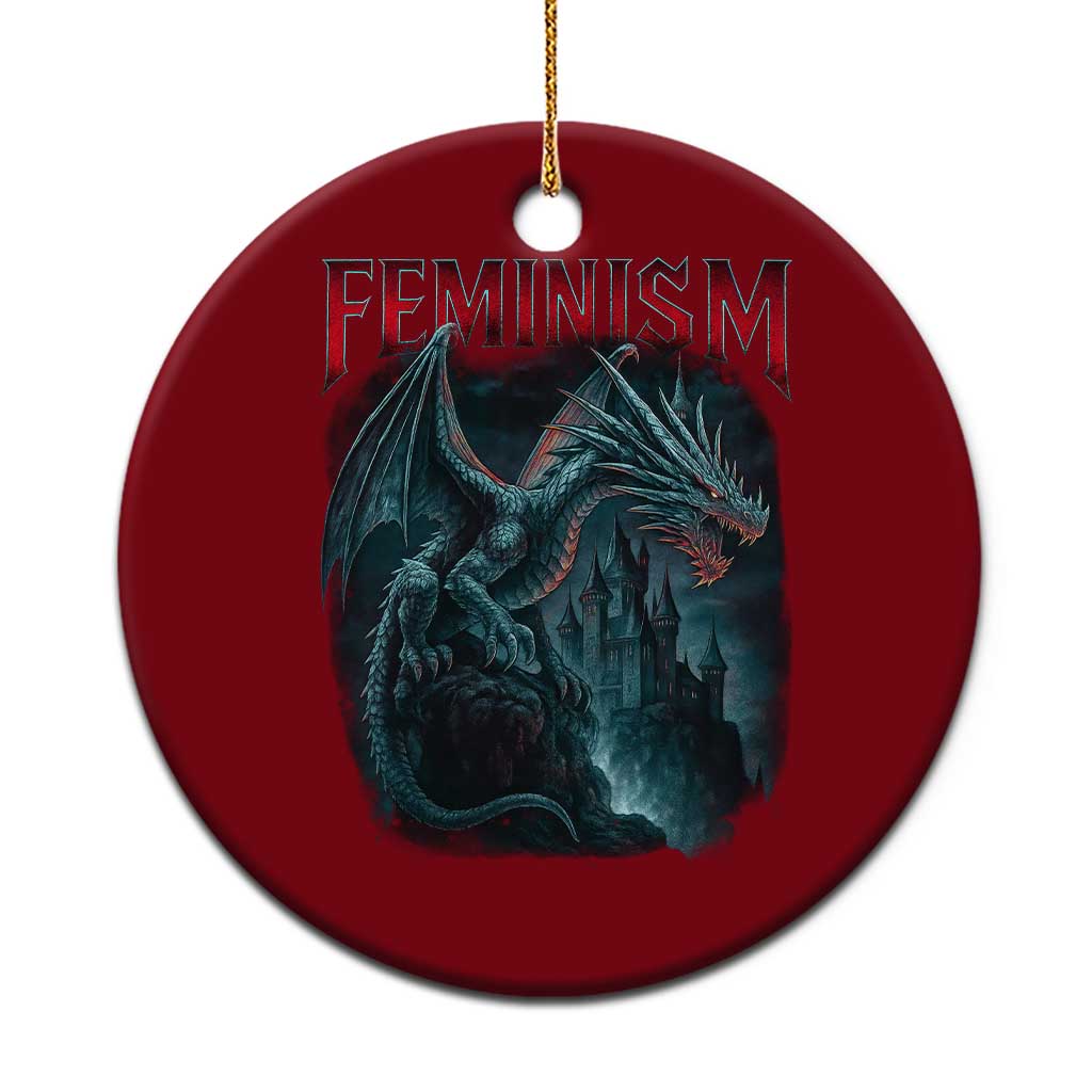 Feminism Dragon Ceramic Ornament Retro Vintage Gothic Fantasy Castle Feminist Empowerment - Wonder Print Shop