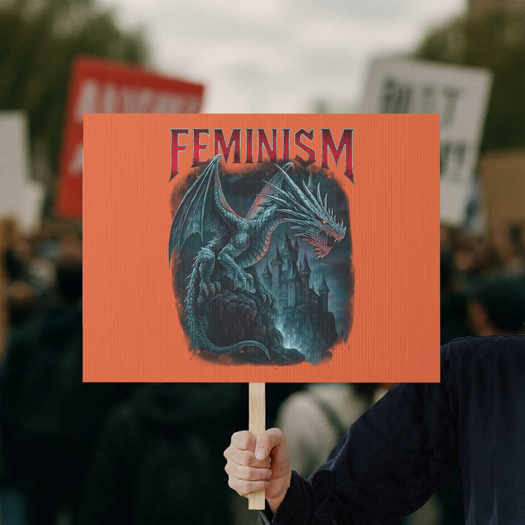 Feminism Dragon Protest Sign Retro Vintage Gothic Fantasy Castle Feminist Empowerment - Wonder Print Shop