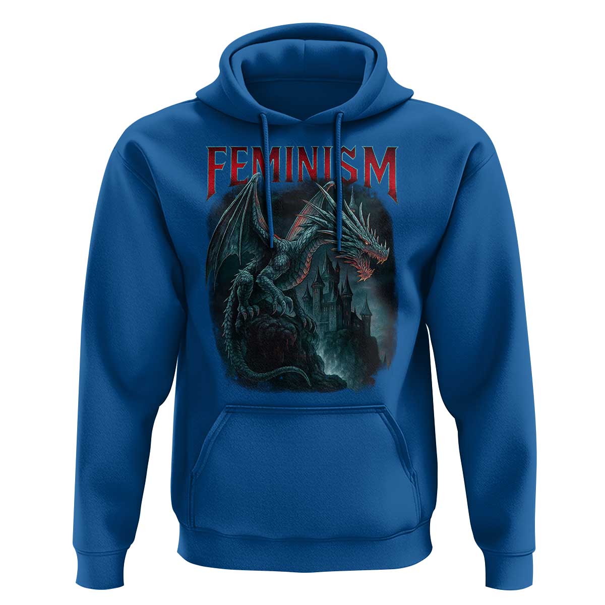 Feminism Dragon Hoodie Retro Vintage Gothic Fantasy Castle Feminist Empowerment - Wonder Print Shop