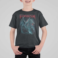 Feminism Dragon T Shirt For Kid Retro Vintage Gothic Fantasy Castle Feminist Empowerment - Wonder Print Shop