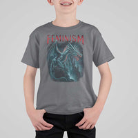 Feminism Dragon T Shirt For Kid Retro Vintage Gothic Fantasy Castle Feminist Empowerment - Wonder Print Shop