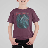 Feminism Dragon T Shirt For Kid Retro Vintage Gothic Fantasy Castle Feminist Empowerment - Wonder Print Shop