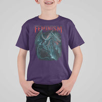Feminism Dragon T Shirt For Kid Retro Vintage Gothic Fantasy Castle Feminist Empowerment - Wonder Print Shop