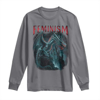 Feminism Dragon Long Sleeve Shirt Retro Vintage Gothic Fantasy Castle Feminist Empowerment - Wonder Print Shop