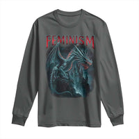 Feminism Dragon Long Sleeve Shirt Retro Vintage Gothic Fantasy Castle Feminist Empowerment - Wonder Print Shop