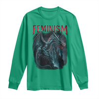Feminism Dragon Long Sleeve Shirt Retro Vintage Gothic Fantasy Castle Feminist Empowerment - Wonder Print Shop
