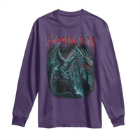 Feminism Dragon Long Sleeve Shirt Retro Vintage Gothic Fantasy Castle Feminist Empowerment - Wonder Print Shop