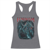 Feminism Dragon Racerback Tank Top Retro Vintage Gothic Fantasy Castle Feminist Empowerment - Wonder Print Shop
