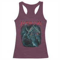 Feminism Dragon Racerback Tank Top Retro Vintage Gothic Fantasy Castle Feminist Empowerment - Wonder Print Shop