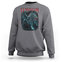 Feminism Dragon Sweatshirt Retro Vintage Gothic Fantasy Castle Feminist Empowerment - Wonder Print Shop