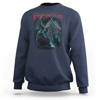 Feminism Dragon Sweatshirt Retro Vintage Gothic Fantasy Castle Feminist Empowerment - Wonder Print Shop