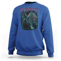 Feminism Dragon Sweatshirt Retro Vintage Gothic Fantasy Castle Feminist Empowerment - Wonder Print Shop