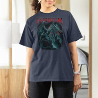 Feminism Dragon T Shirt For Women Retro Vintage Gothic Fantasy Castle Feminist Empowerment - Wonder Print Shop