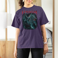 Feminism Dragon T Shirt For Women Retro Vintage Gothic Fantasy Castle Feminist Empowerment - Wonder Print Shop