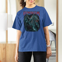 Feminism Dragon T Shirt For Women Retro Vintage Gothic Fantasy Castle Feminist Empowerment - Wonder Print Shop