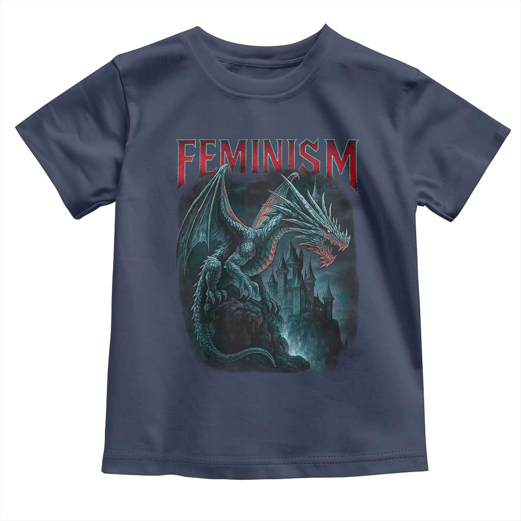 Feminism Dragon Toddler T Shirt Retro Vintage Gothic Fantasy Castle Feminist Empowerment - Wonder Print Shop