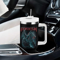 Feminism Dragon Tumbler With Handle Retro Vintage Gothic Fantasy Castle Feminist Empowerment - Wonder Print Shop