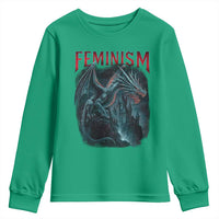 Feminism Dragon Youth Sweatshirt Retro Vintage Gothic Fantasy Castle Feminist Empowerment - Wonder Print Shop