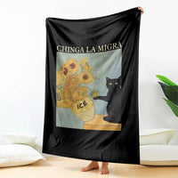 Chinga la Migra Throw Blanket Subtle FDT Black Cat Meme Van Gogh Art - Wonder Print Shop