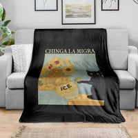 Chinga la Migra Throw Blanket Subtle FDT Black Cat Meme Van Gogh Art - Wonder Print Shop