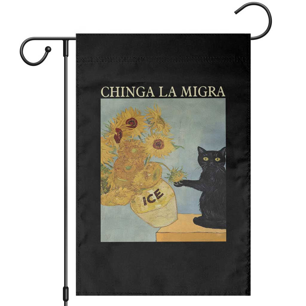 Chinga la Migra Garden Flag Subtle FDT Black Cat Meme Van Gogh Art - Wonder Print Shop