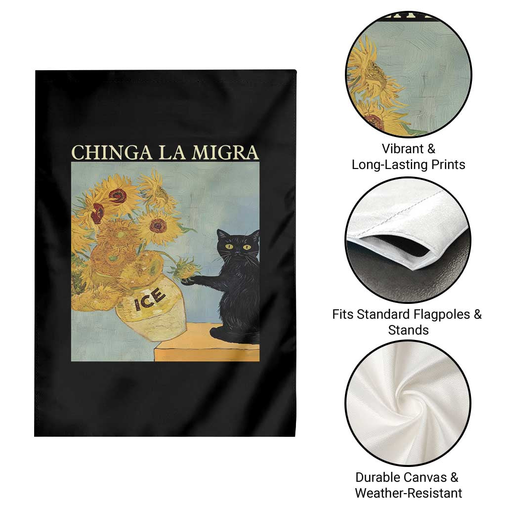 Chinga la Migra Garden Flag Subtle FDT Black Cat Meme Van Gogh Art - Wonder Print Shop