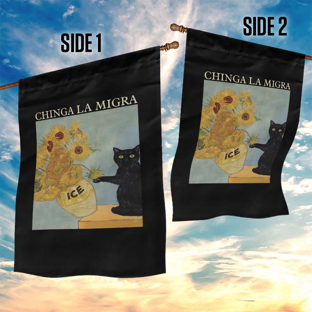 Chinga la Migra Garden Flag Subtle FDT Black Cat Meme Van Gogh Art - Wonder Print Shop