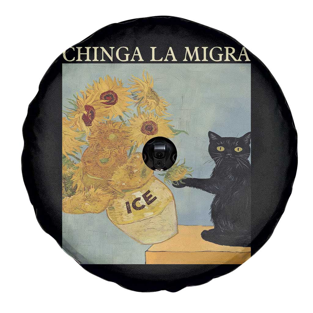 Chinga la Migra Spare Tire Cover Subtle FDT Black Cat Meme Van Gogh Art - Wonder Print Shop