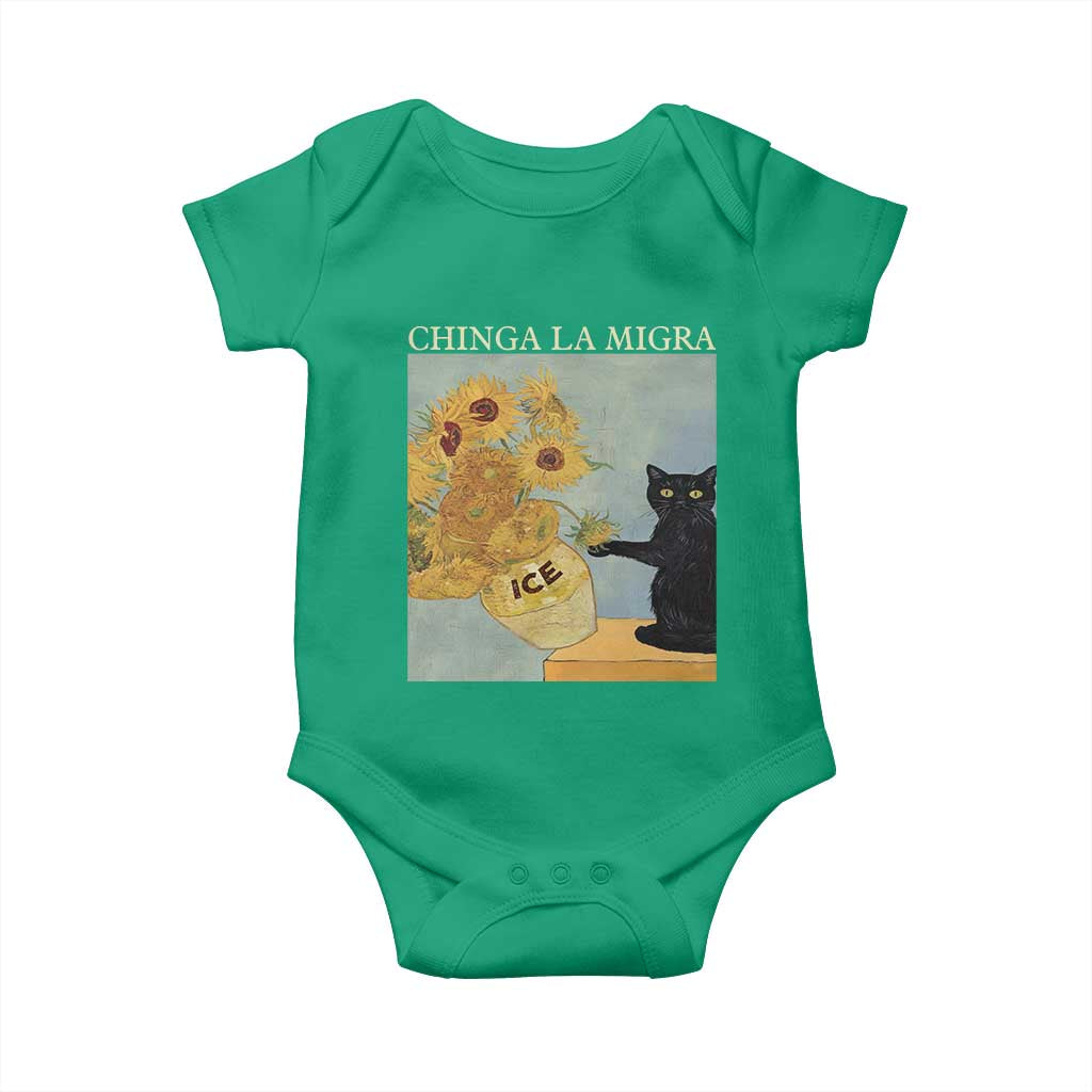 Chinga la Migra Baby Onesie Subtle FDT Black Cat Meme Van Gogh Art - Wonder Print Shop