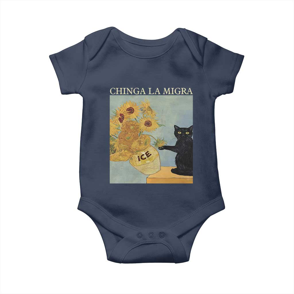Chinga la Migra Baby Onesie Subtle FDT Black Cat Meme Van Gogh Art - Wonder Print Shop