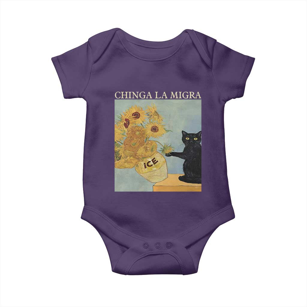 Chinga la Migra Baby Onesie Subtle FDT Black Cat Meme Van Gogh Art - Wonder Print Shop