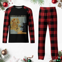 Chinga la Migra Plaid Pajama Set Subtle FDT Black Cat Meme Van Gogh Art - Wonder Print Shop