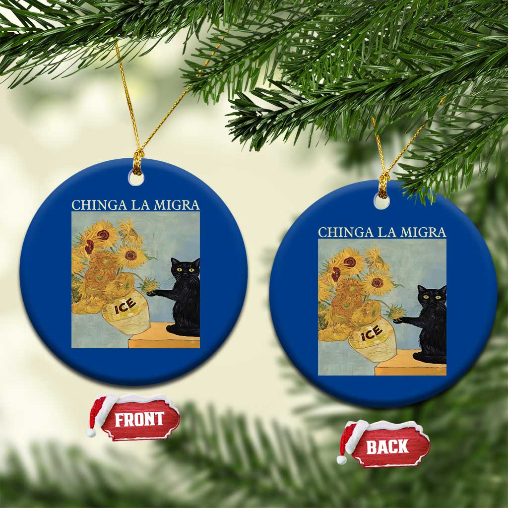 Chinga la Migra Ceramic Ornament Subtle FDT Black Cat Meme Van Gogh Art - Wonder Print Shop