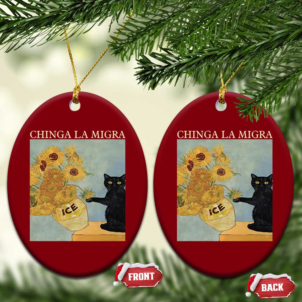 Chinga la Migra Ceramic Ornament Subtle FDT Black Cat Meme Van Gogh Art - Wonder Print Shop