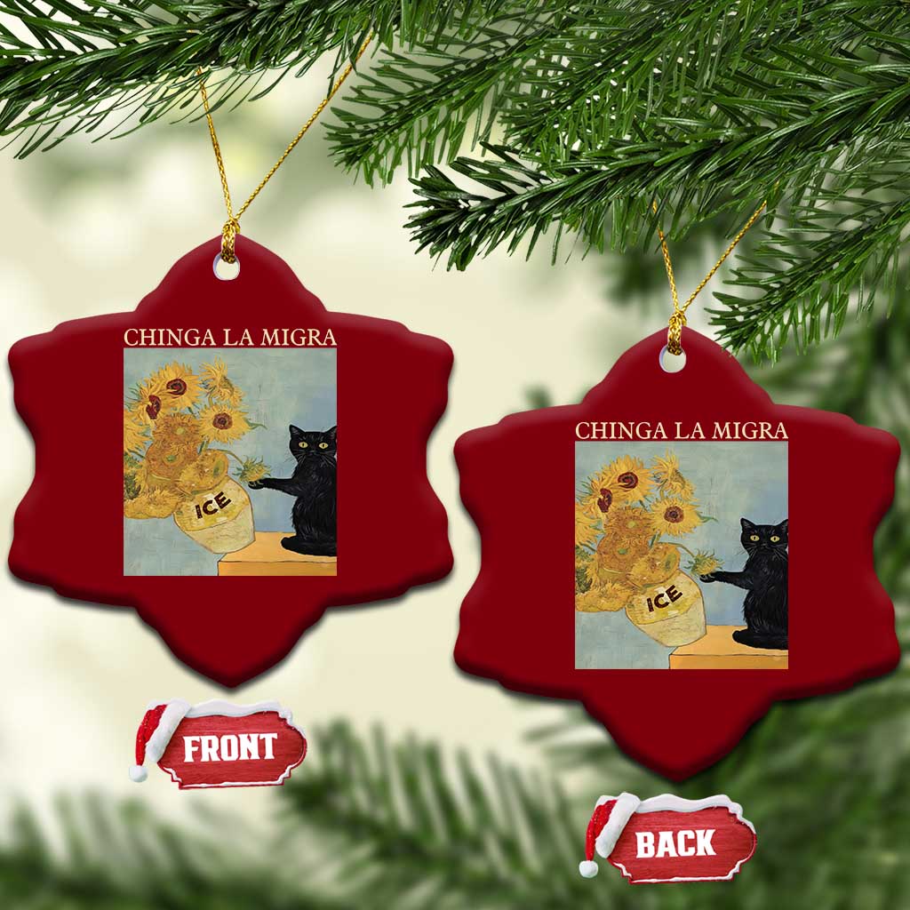 Chinga la Migra Ceramic Ornament Subtle FDT Black Cat Meme Van Gogh Art - Wonder Print Shop