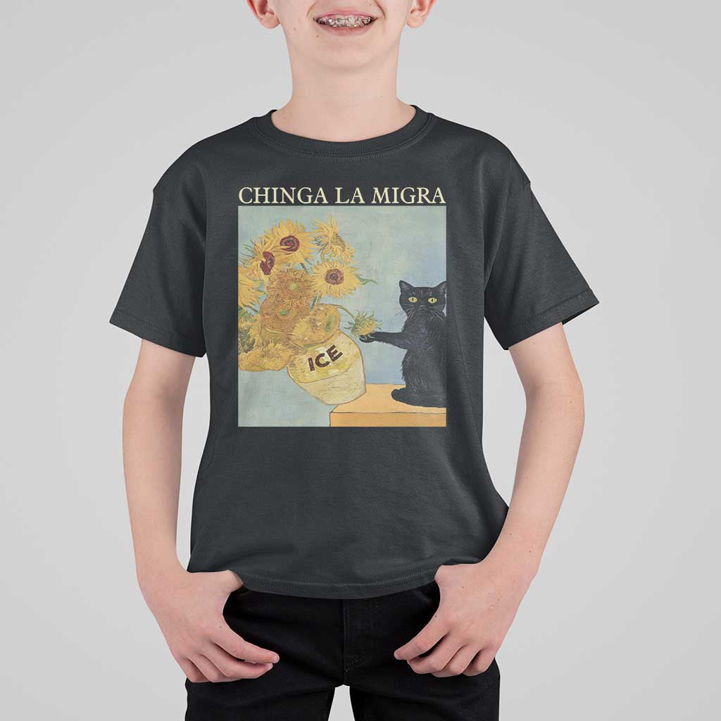 Chinga la Migra T Shirt For Kid Subtle FDT Black Cat Meme Van Gogh Art - Wonder Print Shop